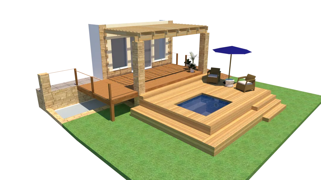 Pool deck with pergola design